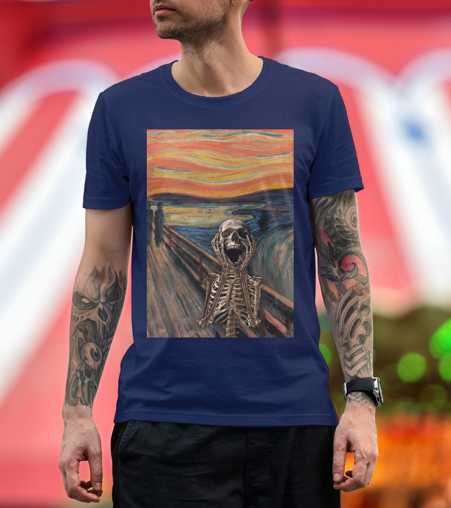 The Scream Skeleton in Edvard Munch T-Shirt
