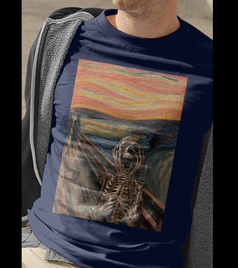 The Scream Skeleton In Edvard Munch T-Shirt