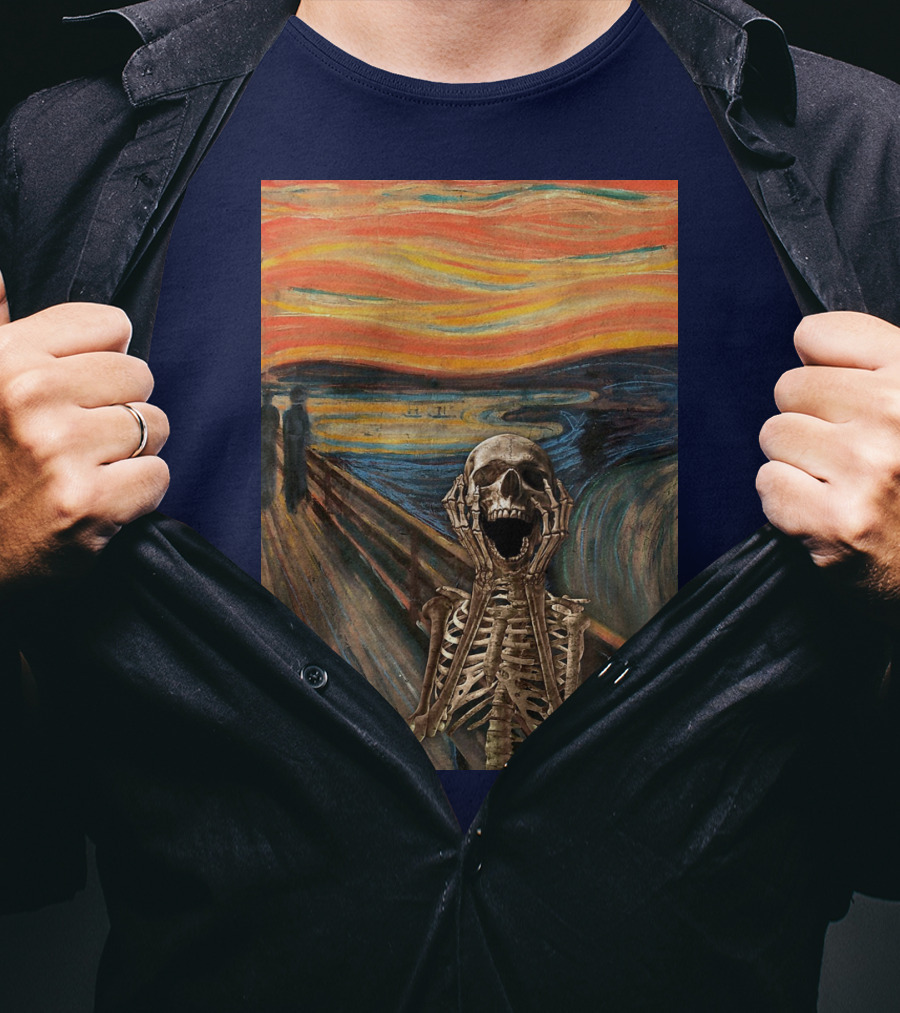 The Scream Skeleton In Edvard Munch T-Shirt