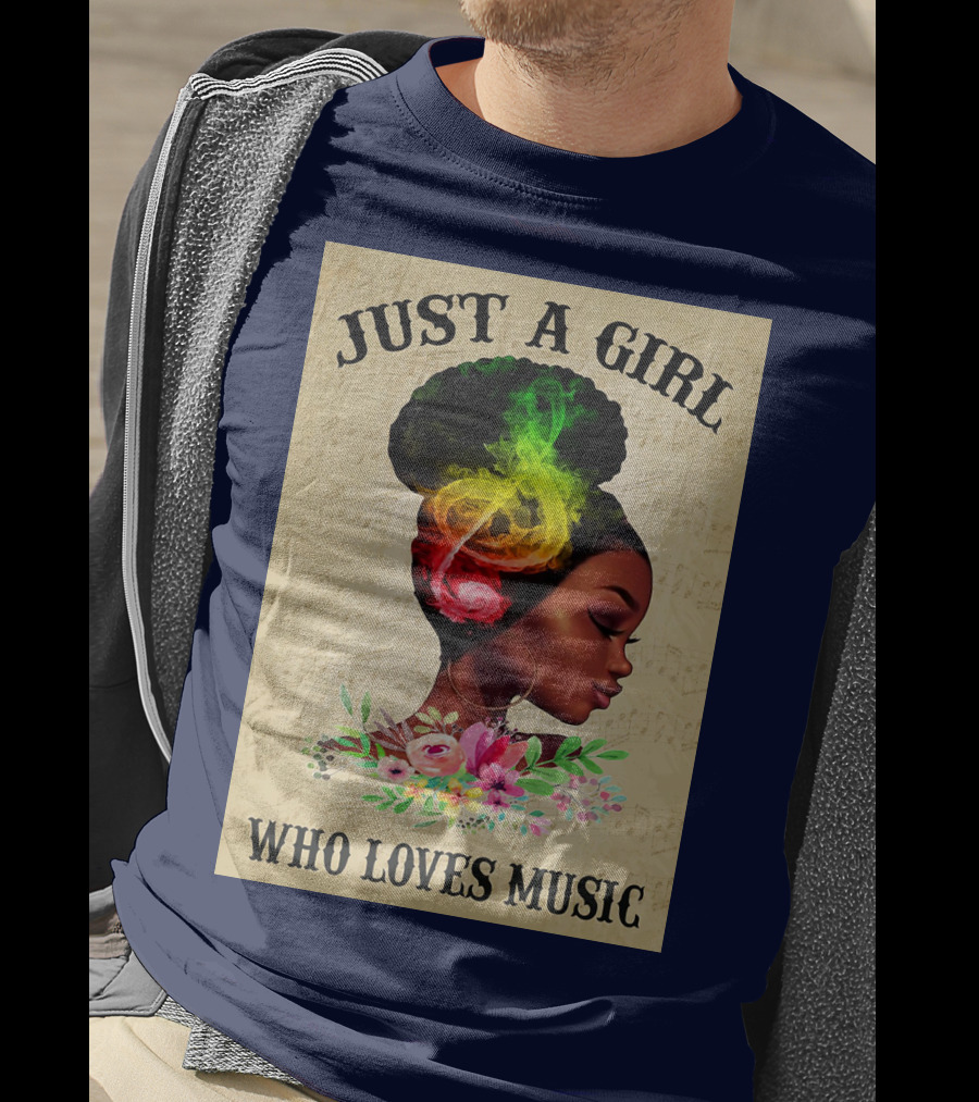 Just A Girl With Colorful Musical Hair Who Loves Music T-Shirt