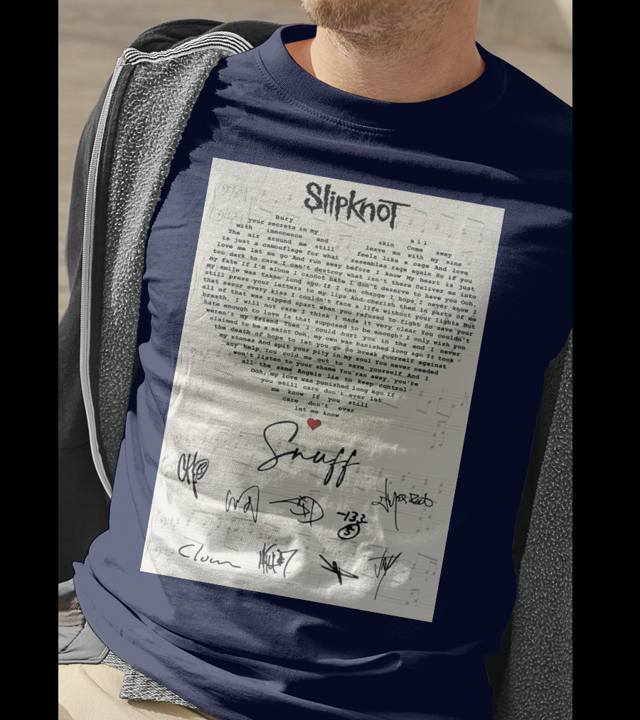 Slipknot Snuff Lyrics With Band Member Signatures T-Shirt
