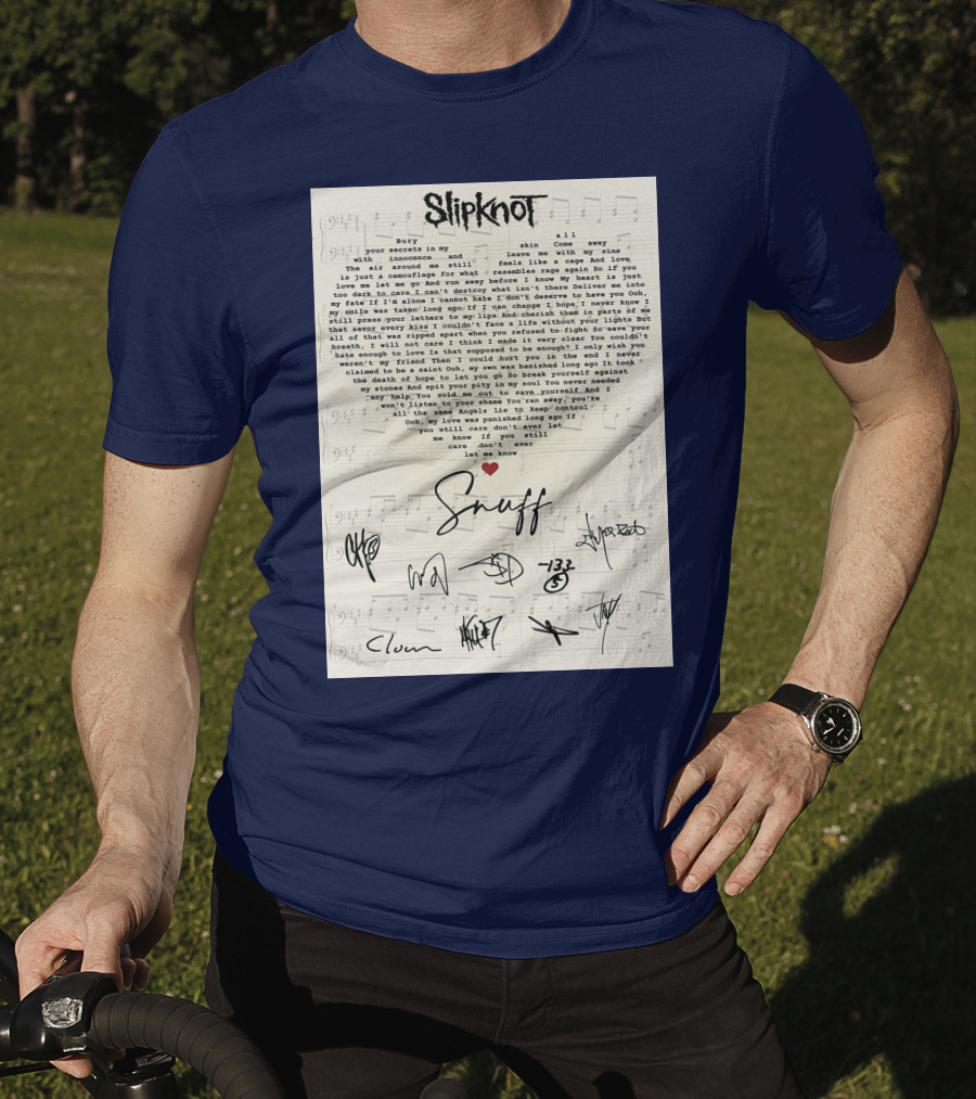 Slipknot Snuff Lyrics With Band Member Signatures T-Shirt