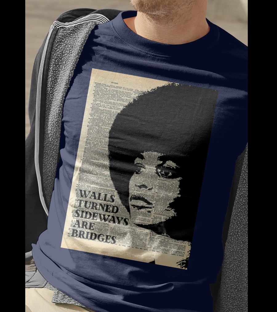 Angela Davis Walls Turned Sideways Are Bridges Vintage Print T-Shirt