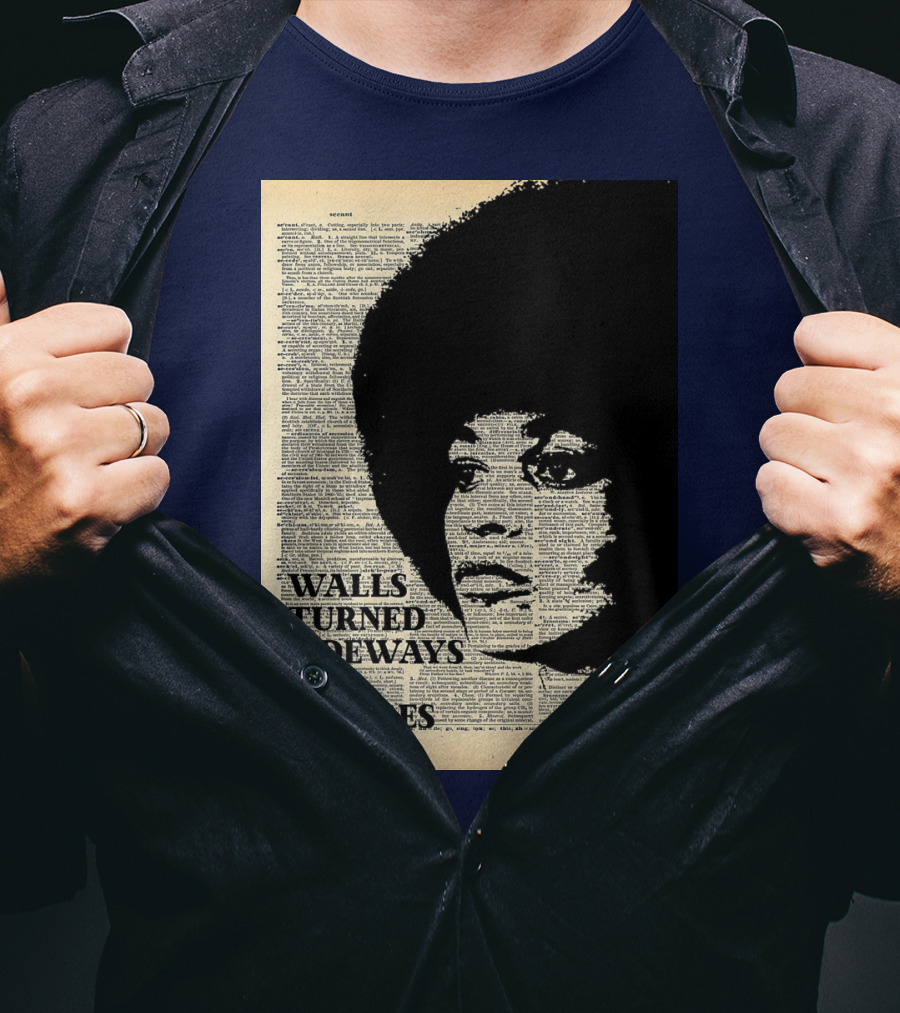 Angela Davis Walls Turned Sideways Are Bridges Vintage Print T-Shirt