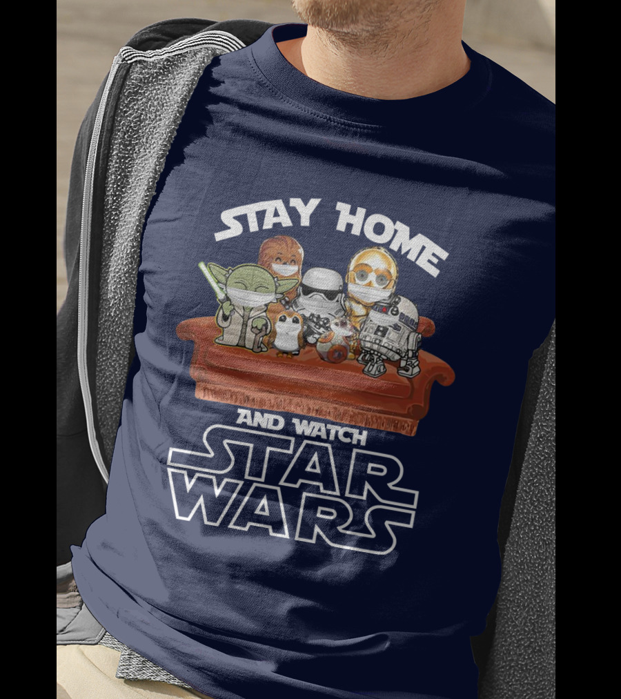 Stay Home And Watch Star Wars Characters On Couch T-Shirt