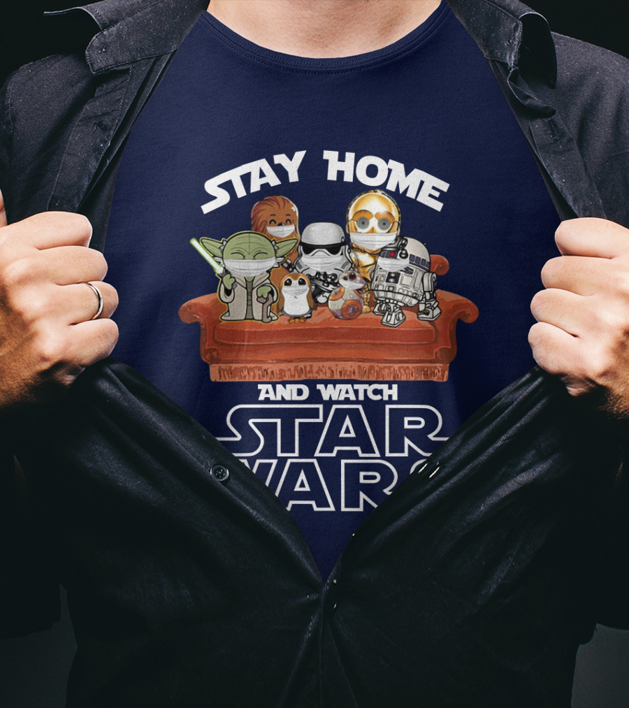 Stay Home And Watch Star Wars Characters On Couch T-Shirt