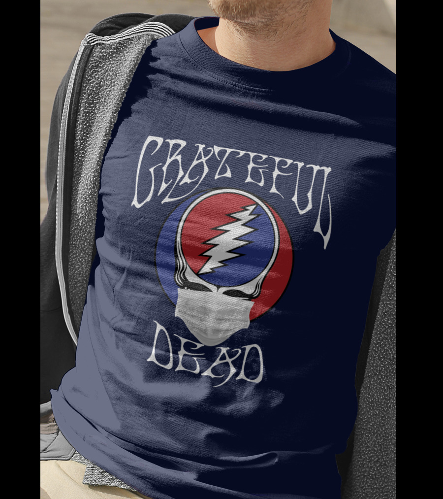 Grateful Dead Steal Your Face Mask Logo With Red And Blue Skull T-Shirt