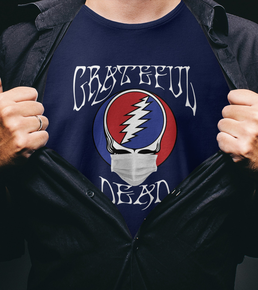 Grateful Dead Steal Your Face Mask Logo With Red And Blue Skull T-Shirt