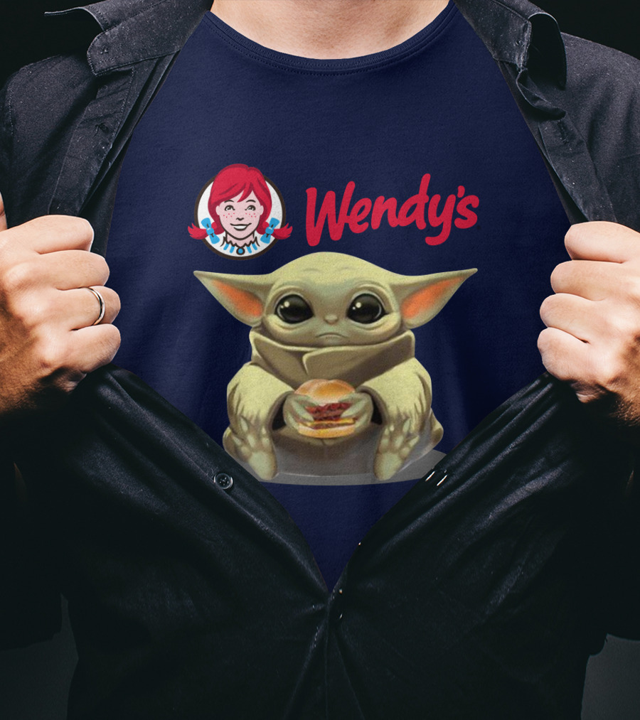 Baby Yoda Hugging Wendy's Hamburger Star Wars T-Shirt