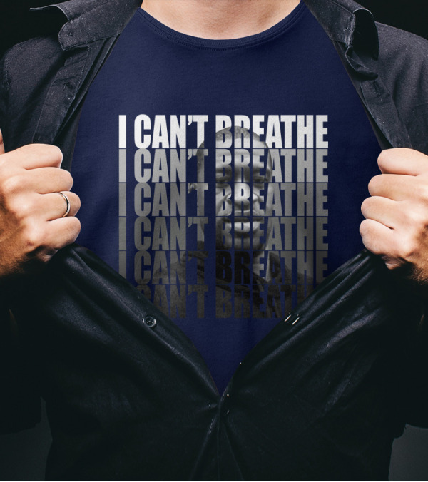 I Can't Breathe Repeated Text With Image Of George Floyd T-Shirt