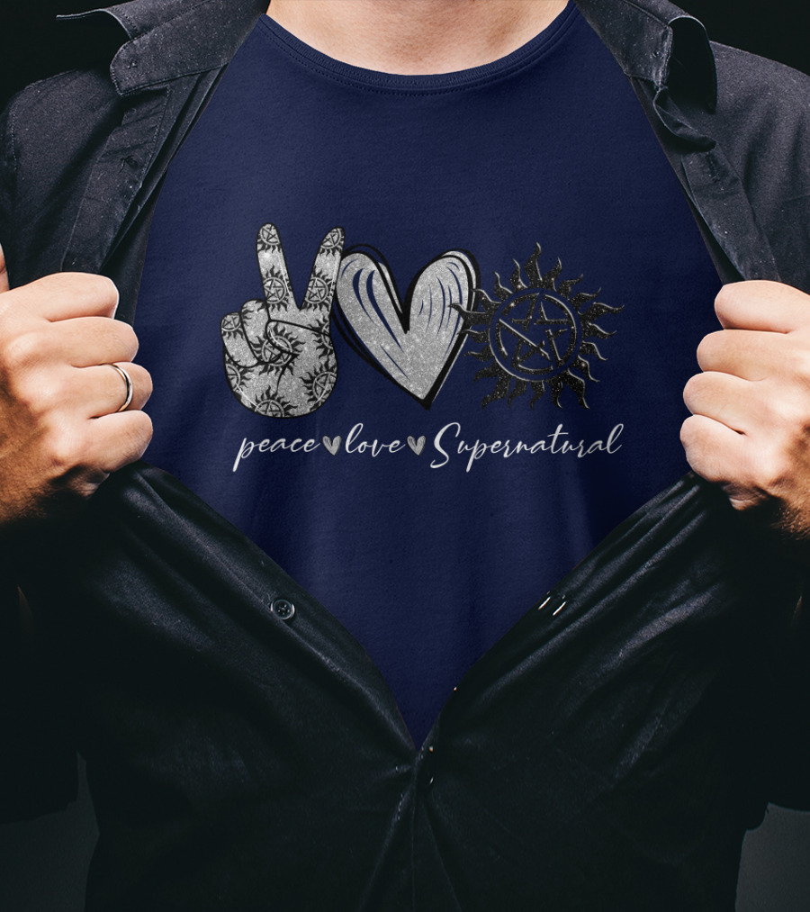 Peace Love Supernatural Oversized Plus Size Iconic Symbolic T-Shirt