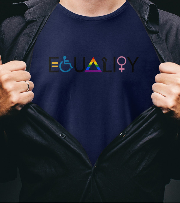 Equality Symbol Plus Size Oversized Rainbow Accessibility Gender Sign T-Shirt
