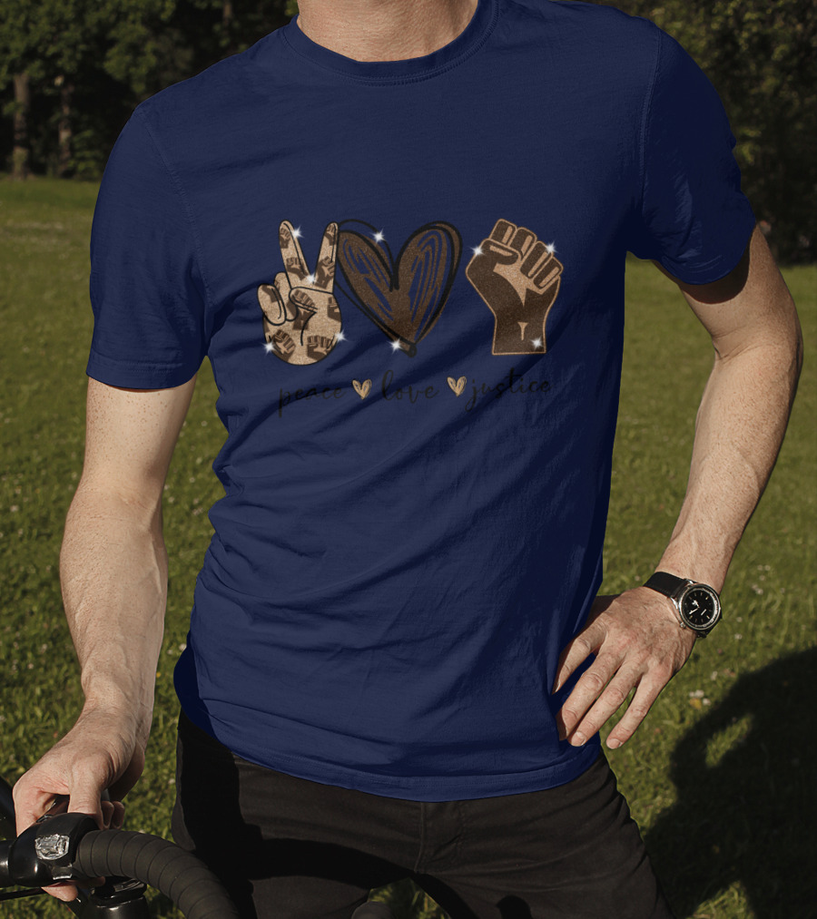 Peace Love Justice Glittering Icons Diamond Oversized Plus Size T-Shirt