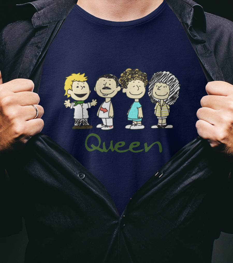 Queen Band Peanuts Snoopy And Friends Freddie Brian Roger John T-Shirt