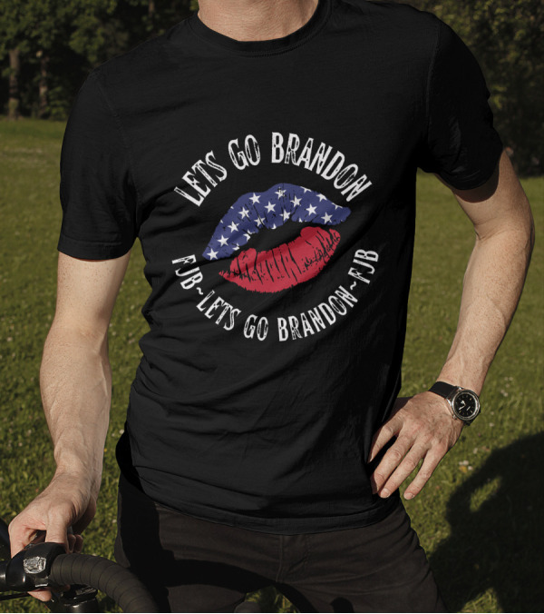 FJB Lets Go Brandon Flag Lips T-Shirt