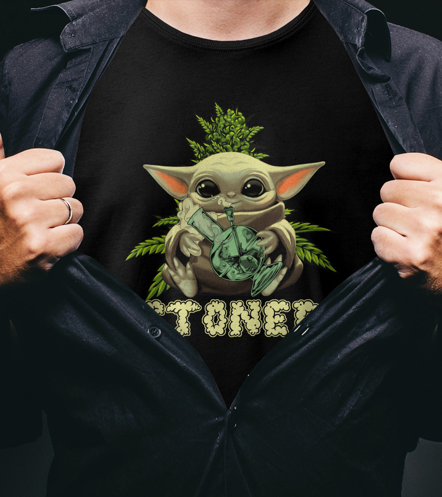 Yoda Baby Stoned Leaf Bong T-Shirt