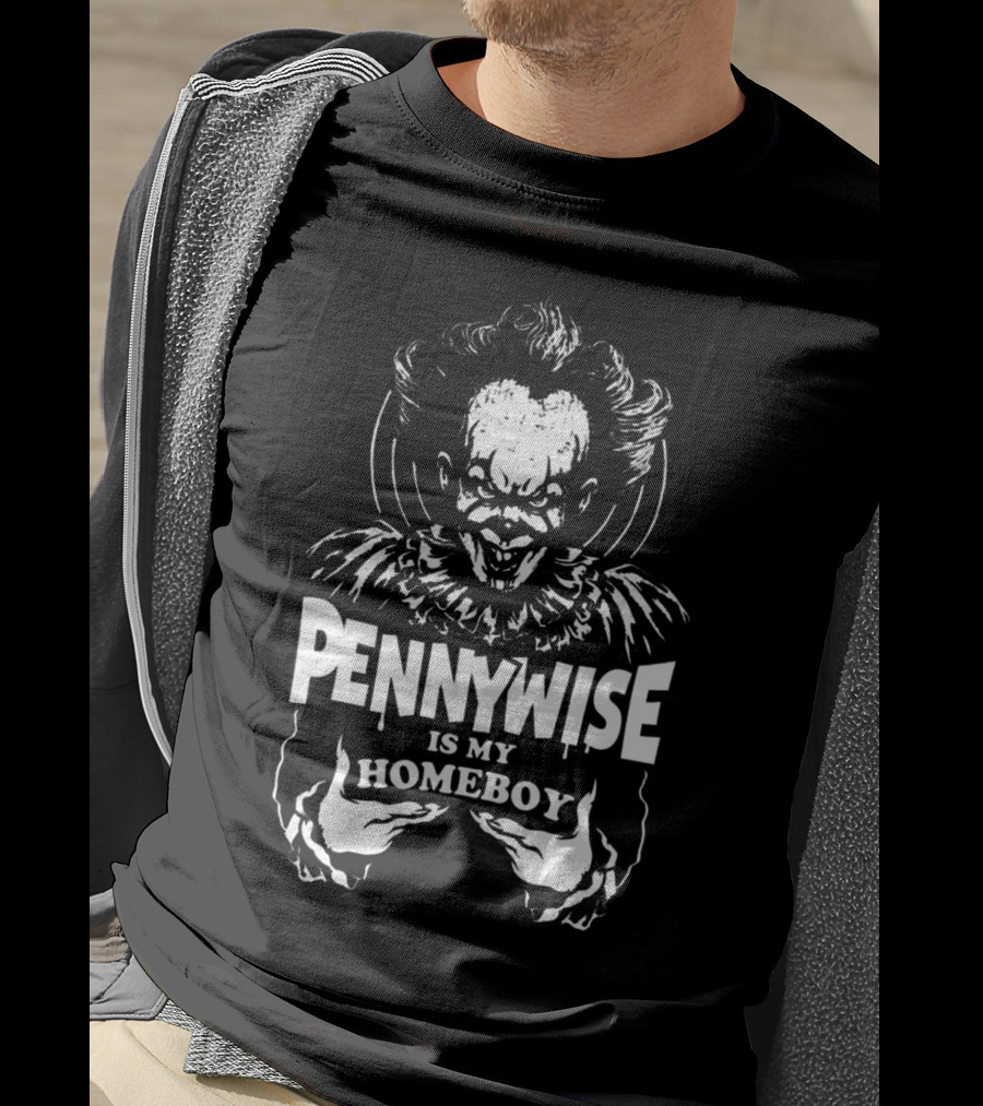 Pennywise Is My Homeboy Creepy Clown Graphic Horror T-Shirt