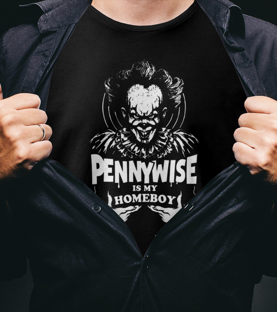Pennywise Is My Homeboy Creepy Clown Graphic Horror T-Shirt