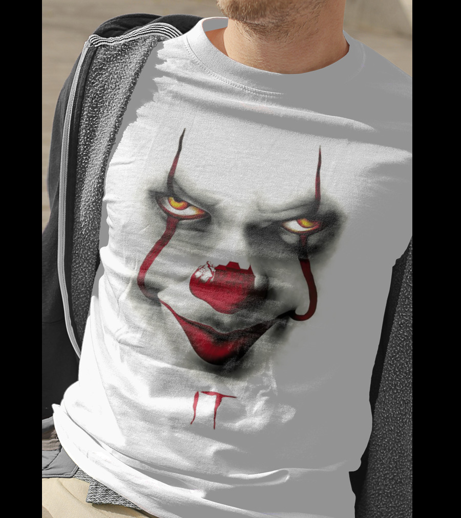 IT Pennywise Evil Clown Face With Scary House Inside Nose T-Shirt
