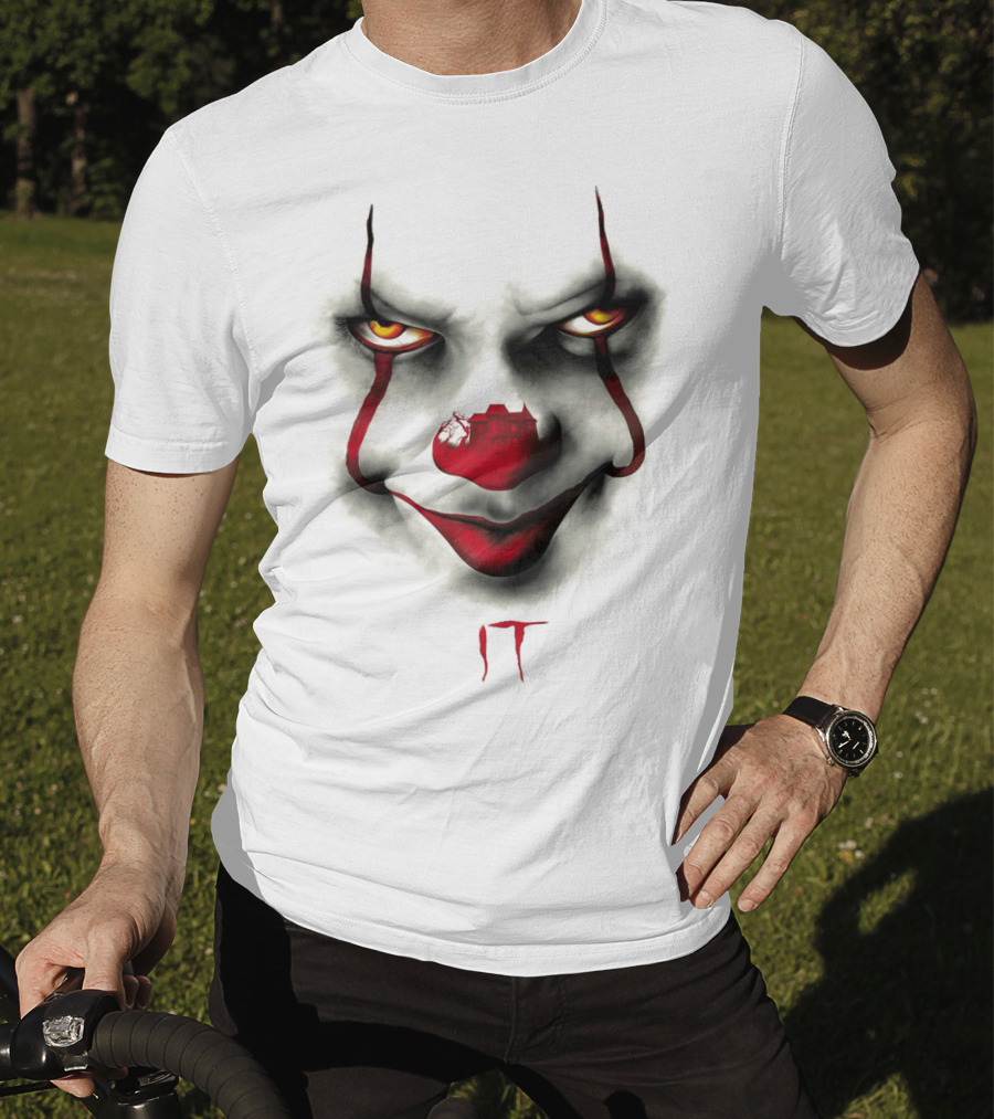 IT Pennywise Evil Clown Face With Scary House Inside Nose T-Shirt