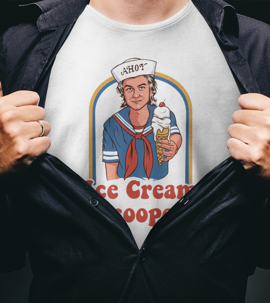 Ahoy Ice Cream Scooper Steve Harrington Sailor Outfit Cone T-Shirt