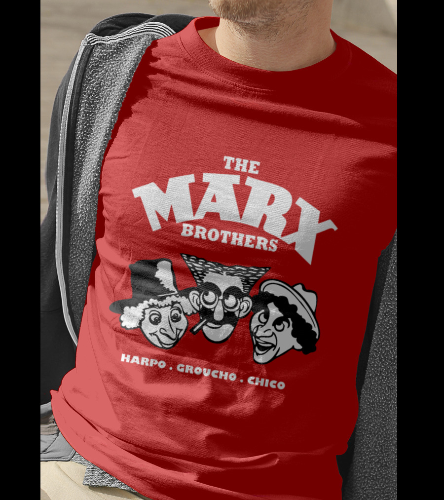 The Marx Brothers Harpo Groucho Chico Classic Comedy Icons Red T-Shirt