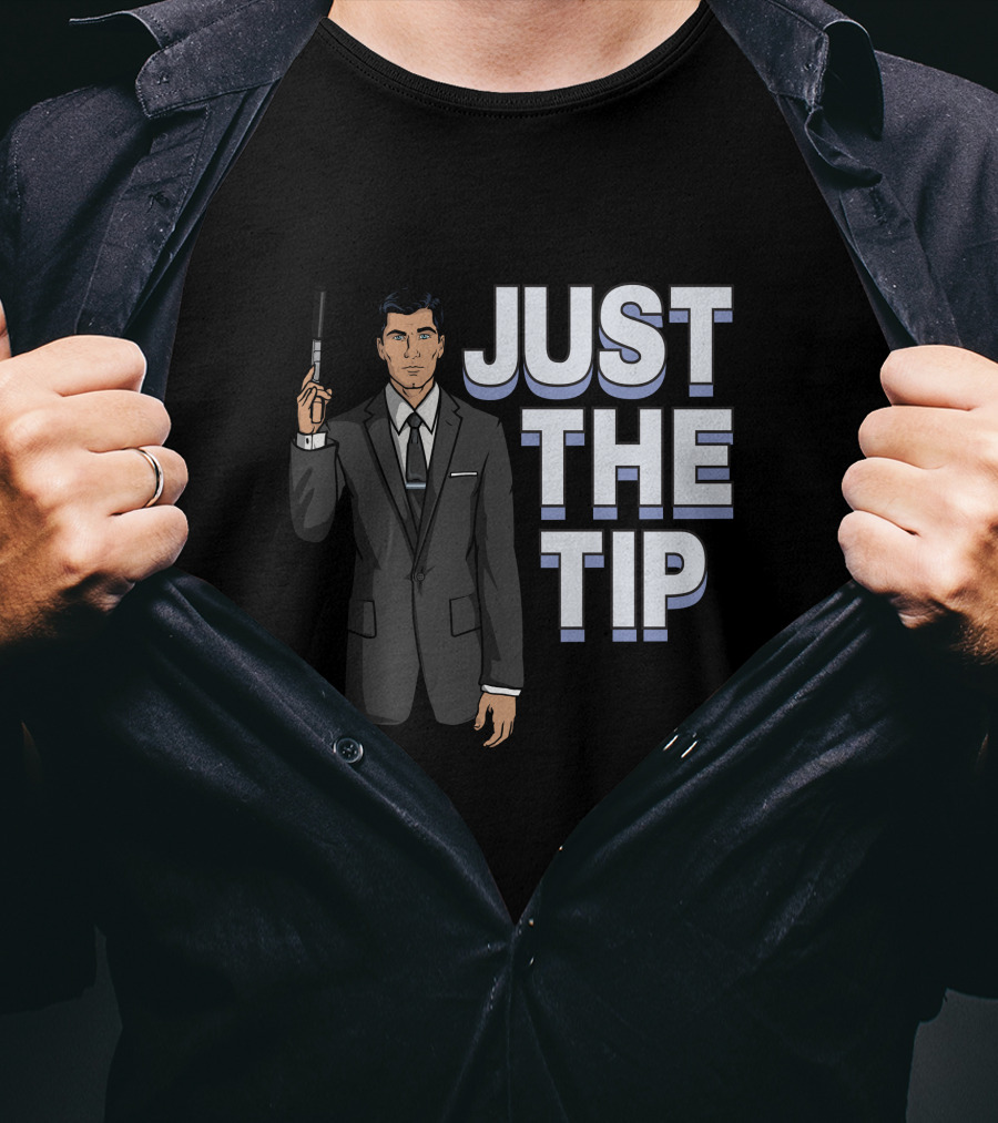 Archer Just The Tip Text Cartoon Character In Suit T-Shirt