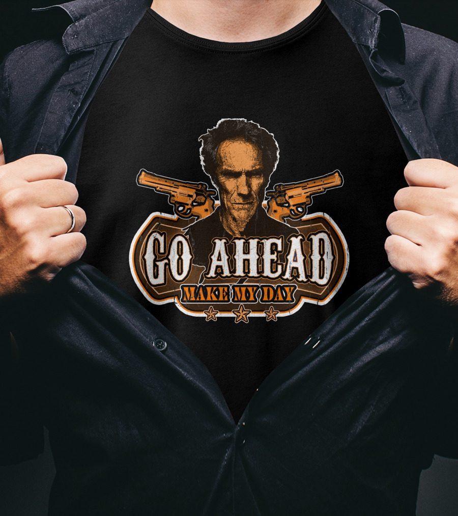 Go Ahead Make My Day Clint Eastwood Dirty Harry Guns Retro T-Shirt
