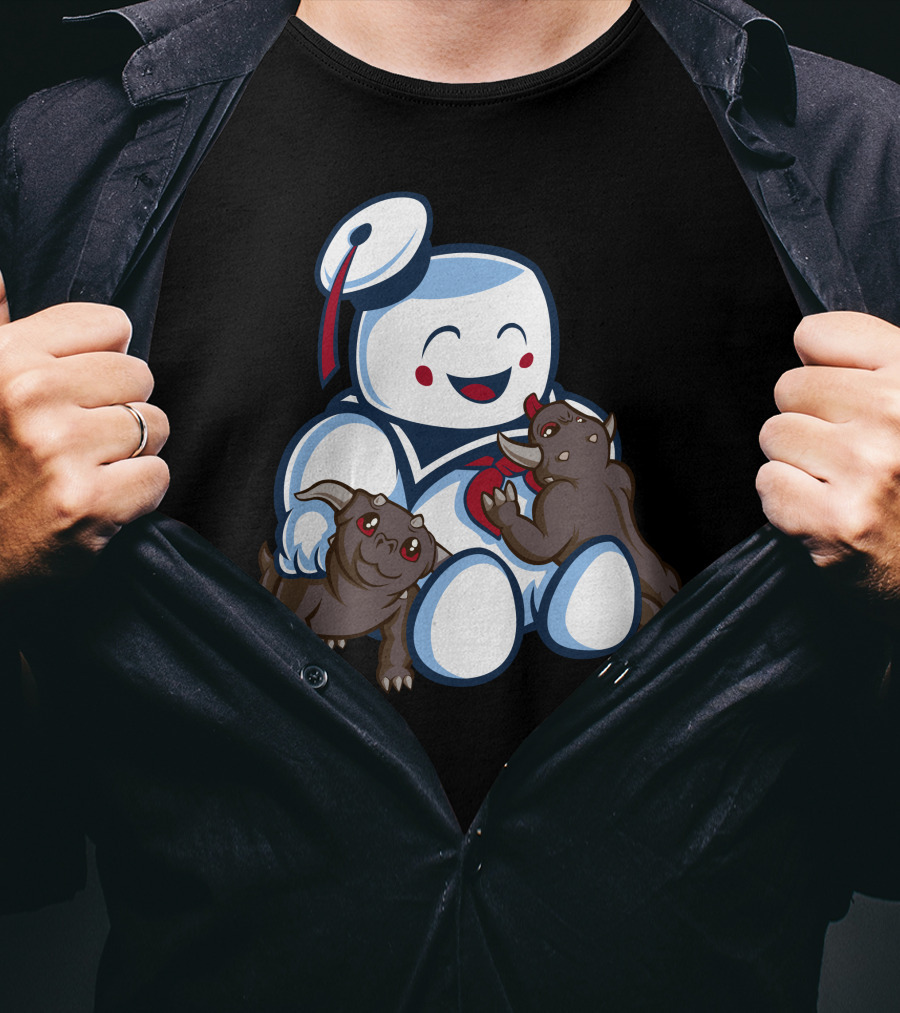 Stay Puft Marshmallow Man And Terror Dogs Ghostbusters Cuteness T-Shirt