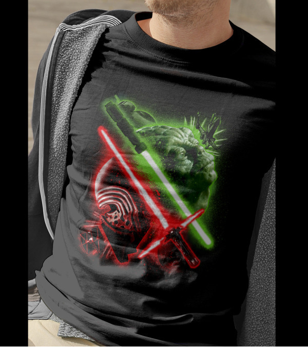 Grandmaster Yoda Darth Vader Kylo Ren Lightsaber Star Wars T-Shirt