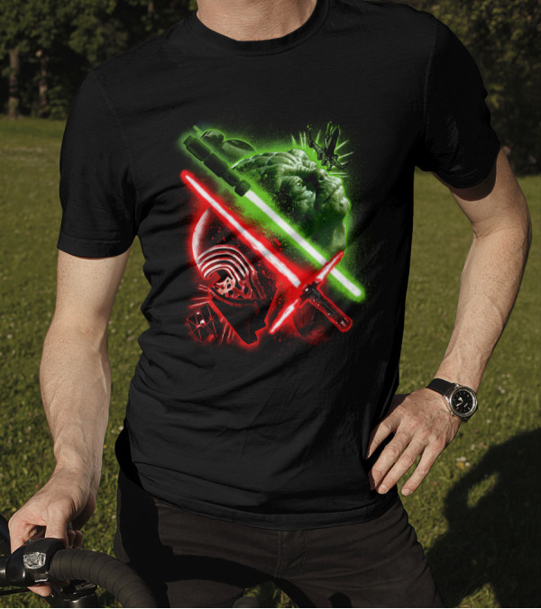 Grandmaster Yoda Darth Vader Kylo Ren Lightsaber Star Wars T-Shirt
