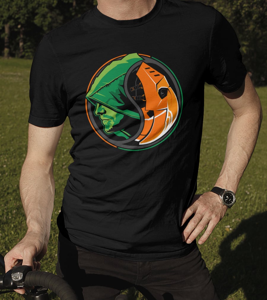 Green Arrow Slade Deathstroke Yin Yang T-Shirt