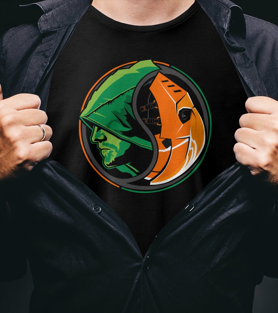 Green Arrow Slade Deathstroke Yin Yang T-Shirt
