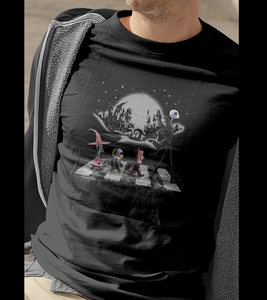 The Nightmare Before Christmas Halloween Road Abbey Road Crossover T-Shirt
