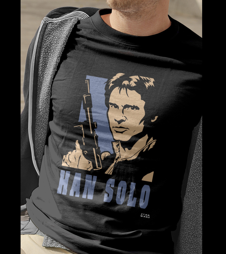 Han Solo Star Wars Vintage Style Graphic With Blaster T-Shirt