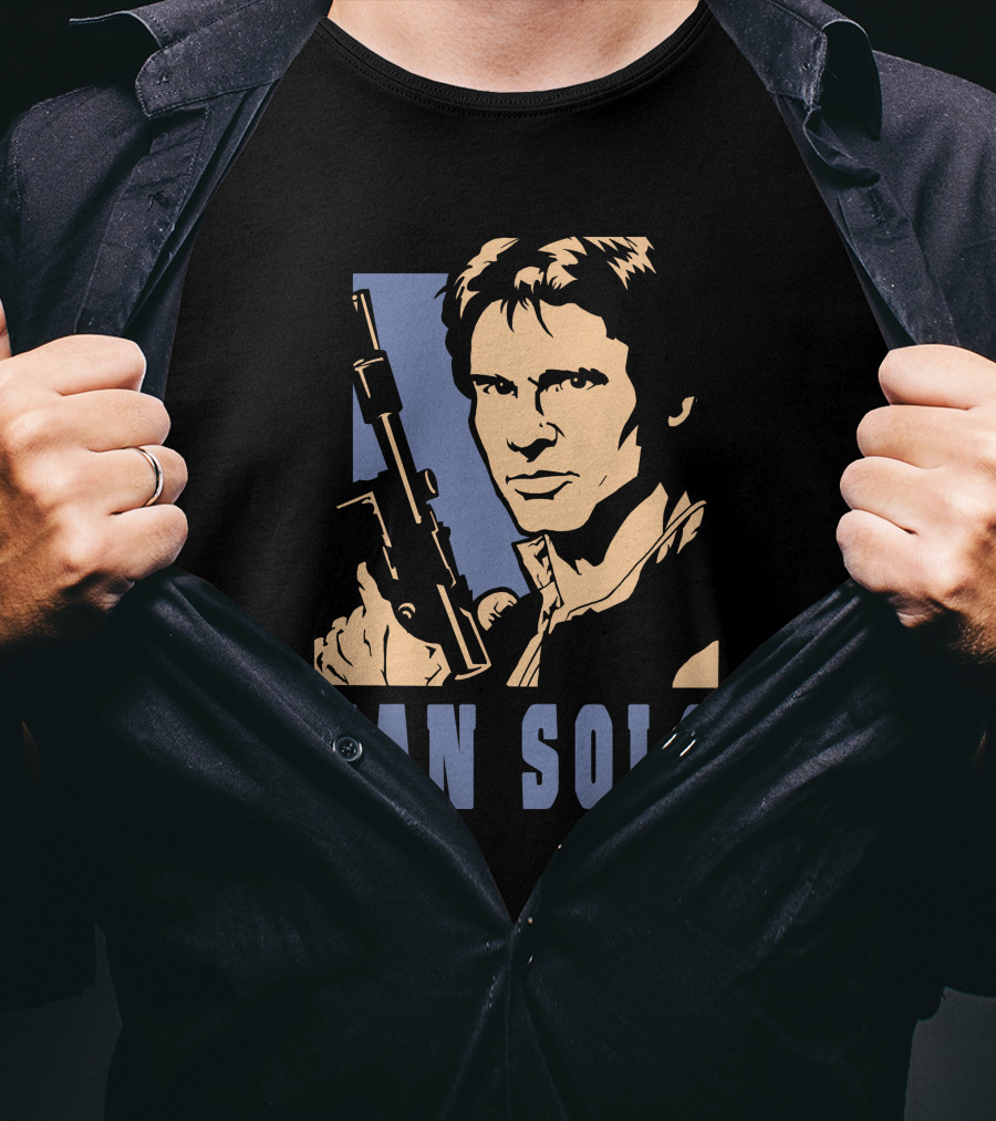 Han Solo Star Wars Vintage Style Graphic With Blaster T-Shirt
