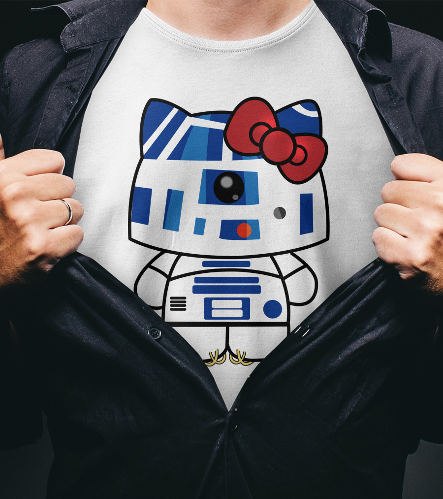 Hello Kitty Star Wars R2D2 Character Fusion With Bow T-Shirt