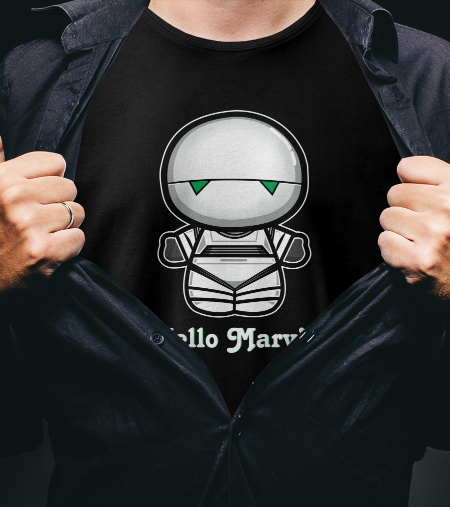 Hello Marvin The Paranoid Android Cute Cartoon Character T-Shirt