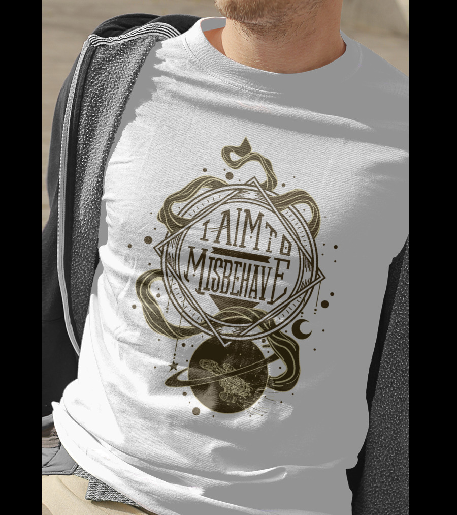 I Aim To Misbehave Firefly Serenity In Space With Gold Rings And Stars T-Shirt