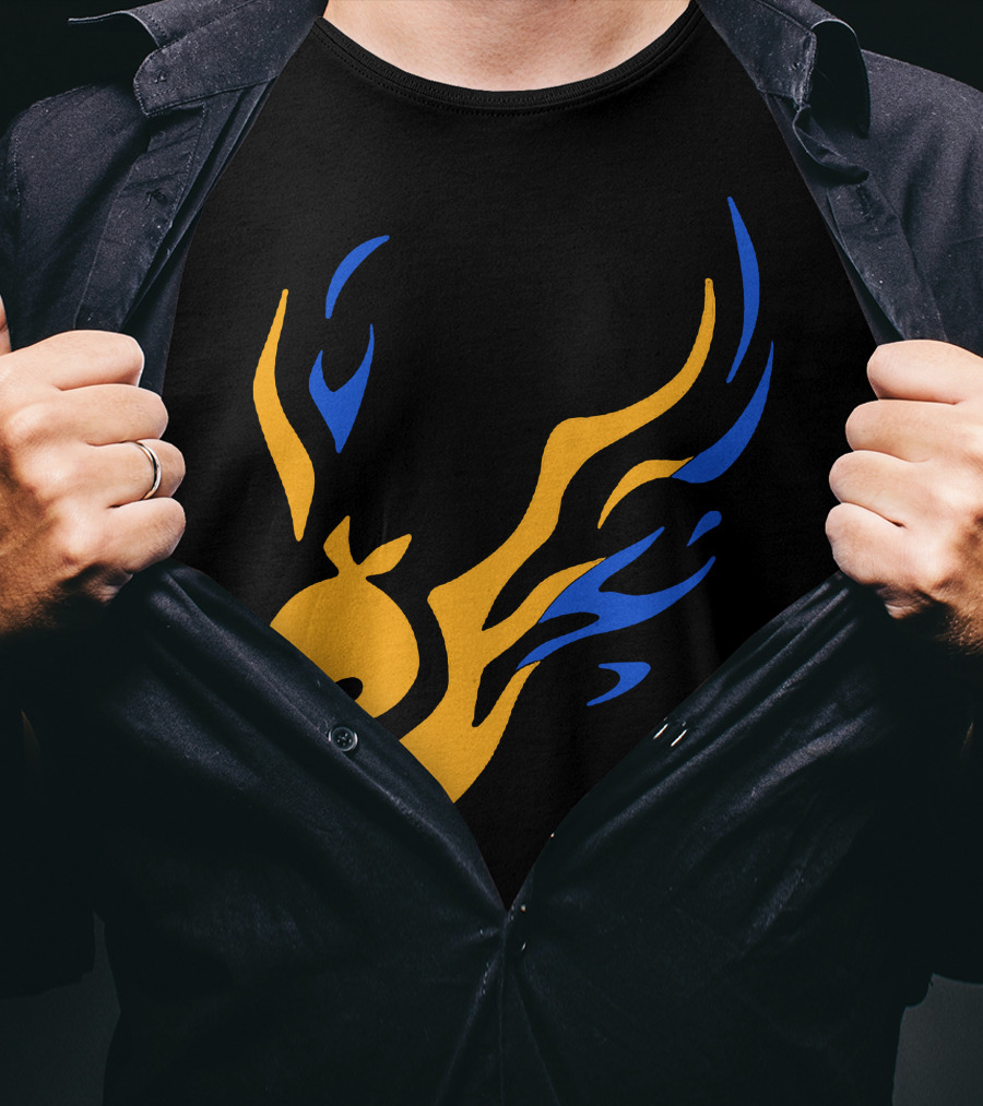 Uhiuhihn Phoenix Inspired Iconic Blue And Orange T-Shirt