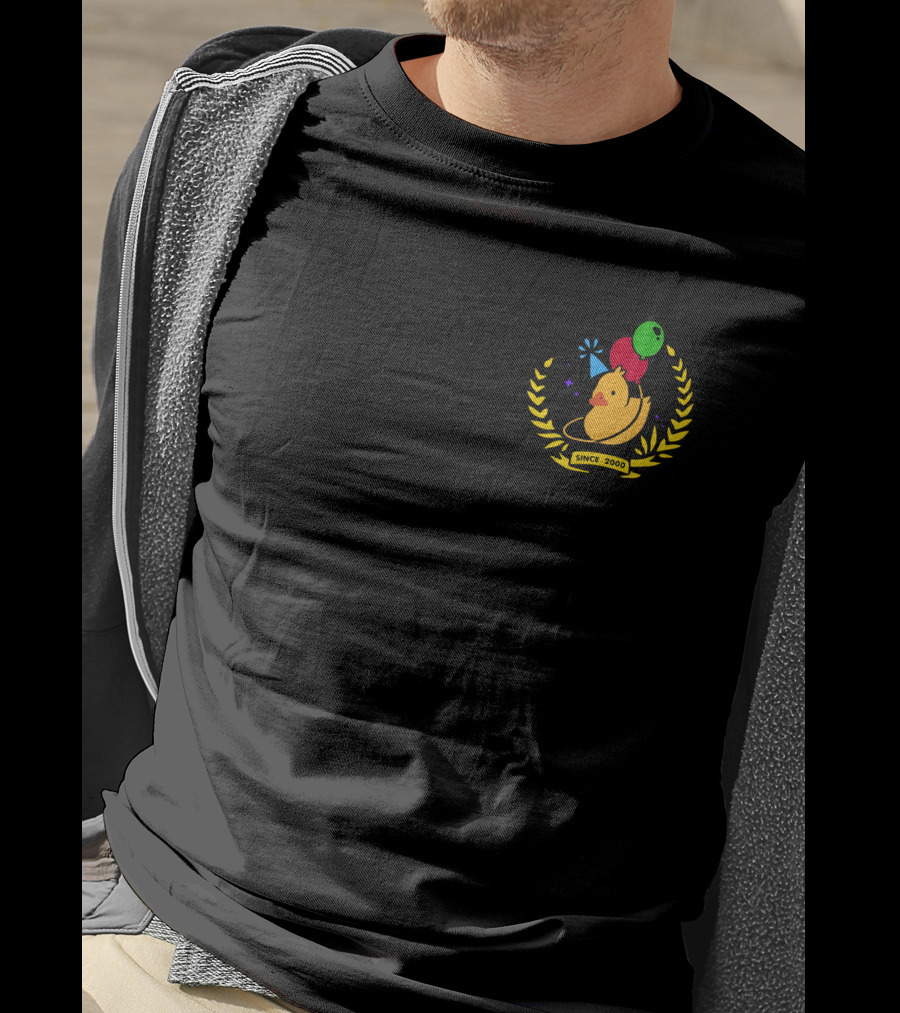 Planet Duck Birthday Quackity Since 2000 Celebration With Balloons And Party Hat T-Shirt