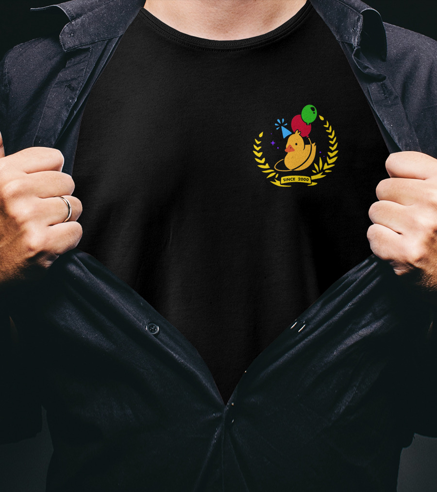 Planet Duck Birthday Quackity Since 2000 Celebration With Balloons And Party Hat T-Shirt