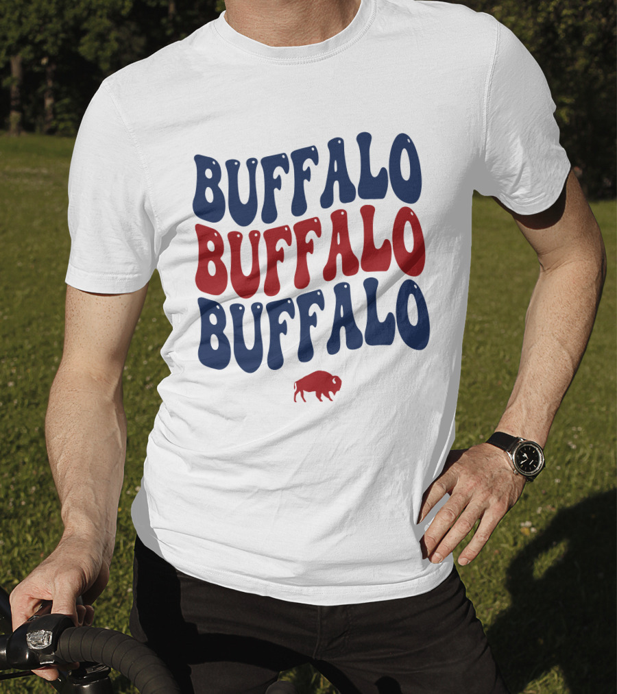 Buffalo Buffalo Buffalo Groovy Retro Style With Bison T-Shirt