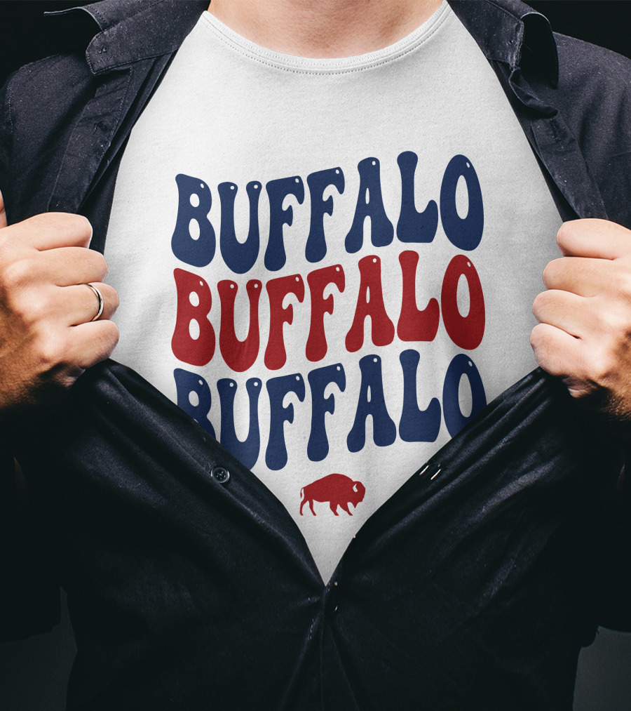 Buffalo Buffalo Buffalo Groovy Retro Style With Bison T-Shirt