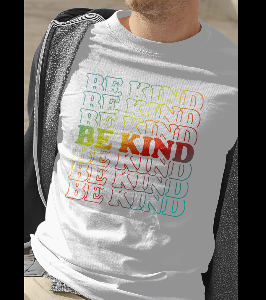 BE KIND Multicolor Gradient Typography T-Shirt