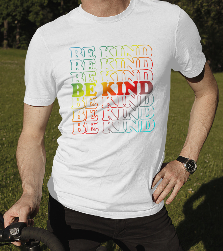 BE KIND Multicolor Gradient Typography T-Shirt