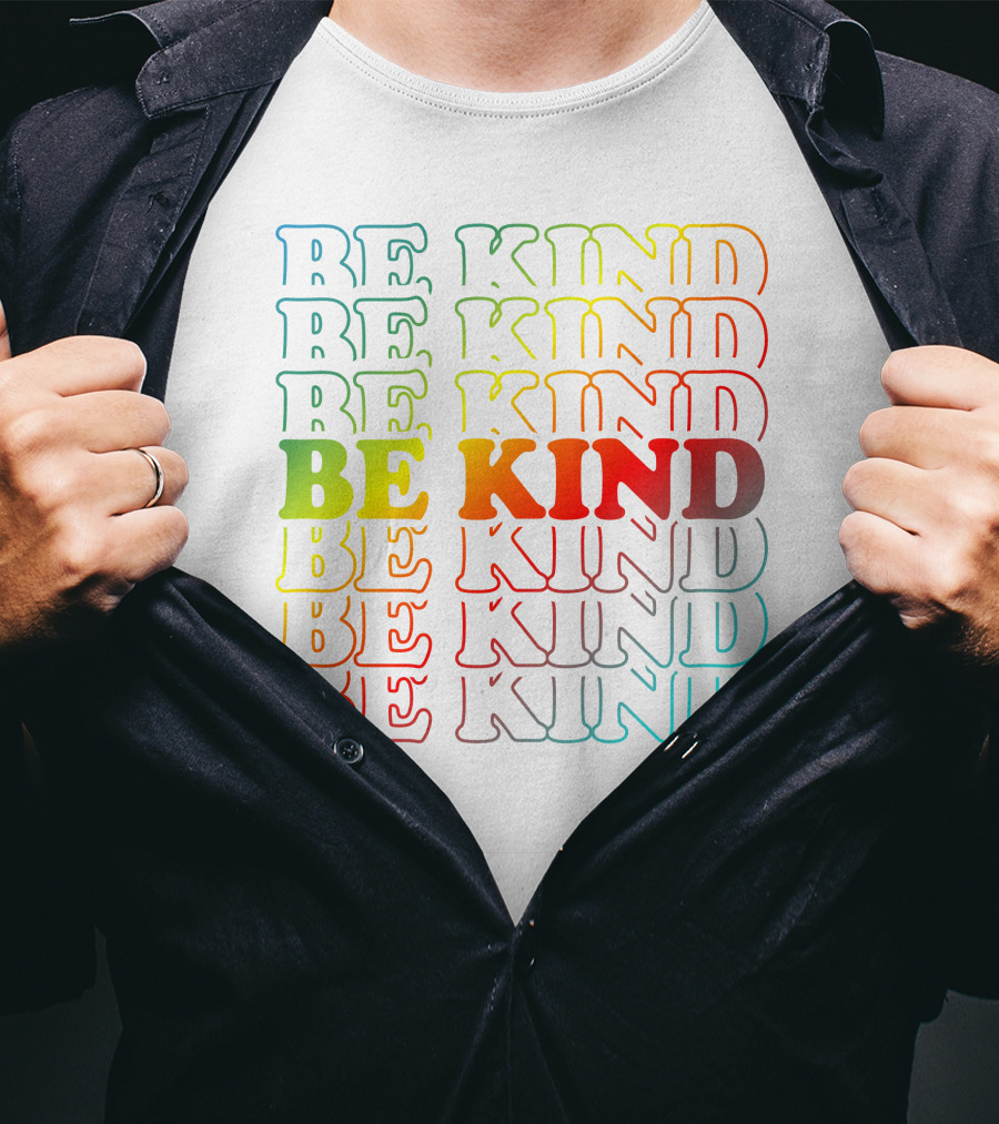 BE KIND Multicolor Gradient Typography T-Shirt