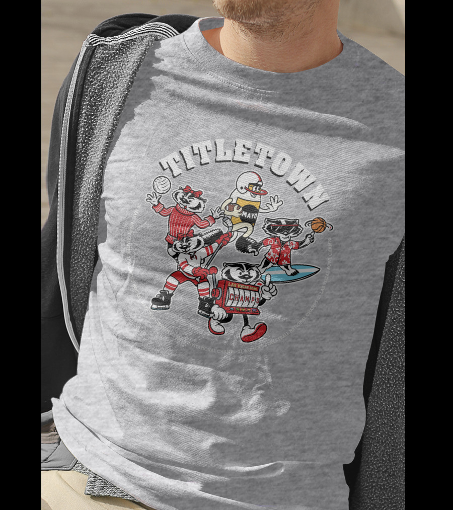Wisconsin Badgers Titletown Champs Rowing Volleyball Football Surfing Basketball T-Shirt