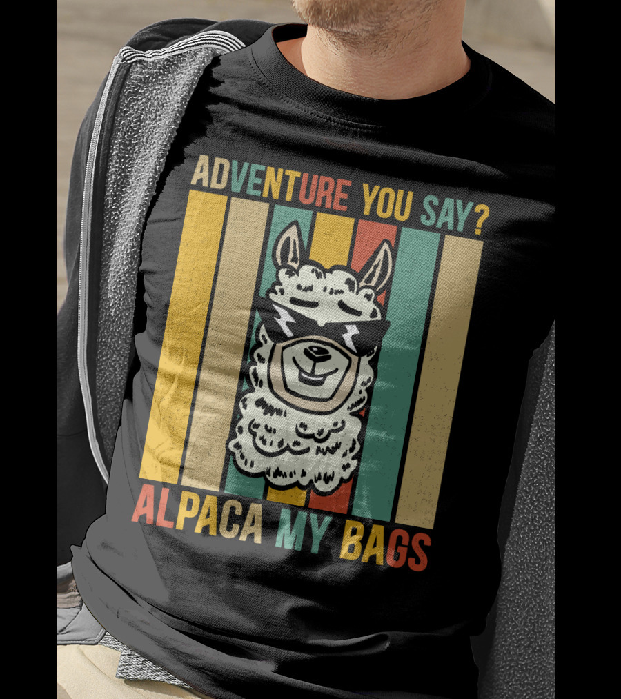 Adventure You Say Alpaca My Bags Vintage Retro Striped Alpaca T-Shirt