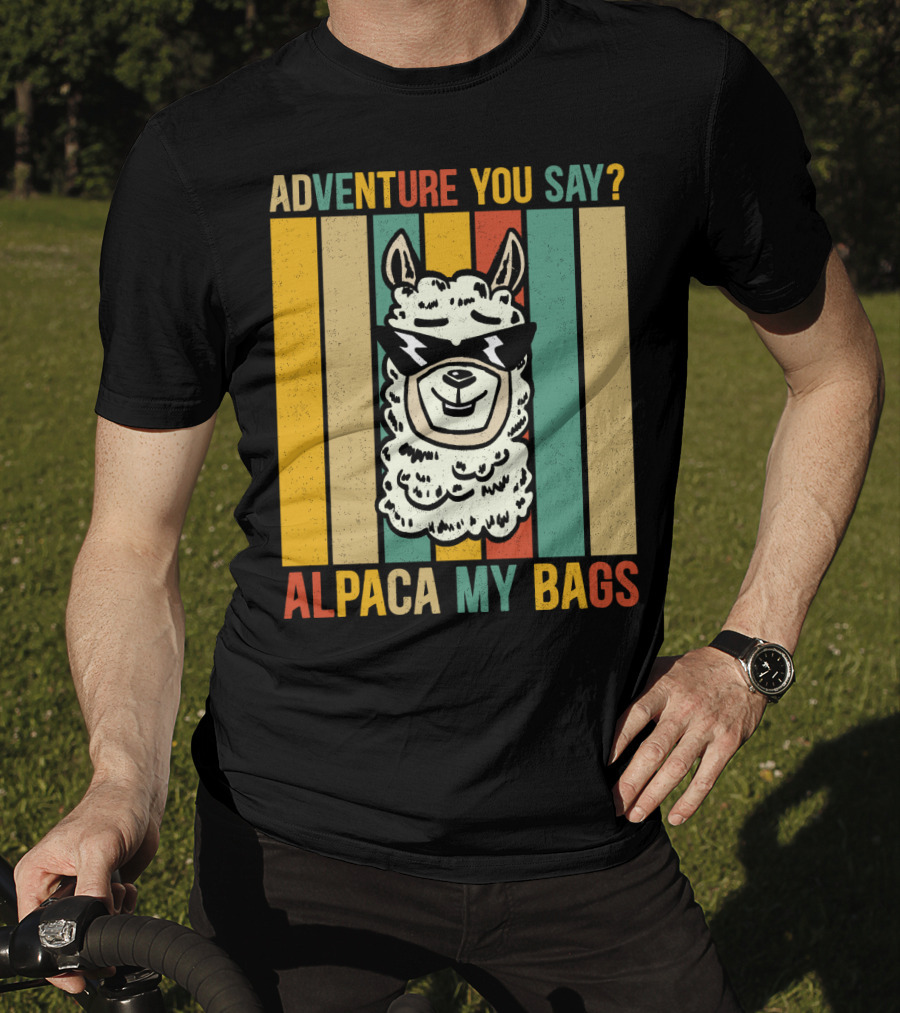 Adventure You Say Alpaca My Bags Vintage Retro Striped Alpaca T-Shirt